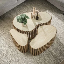 Salontafel Nuovo Niervorm Travertin Set van 3 - Giga Meubel