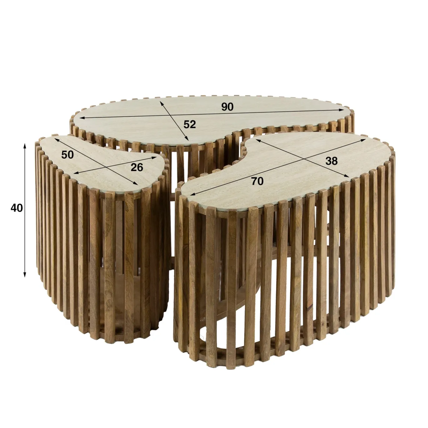 Salontafel Nuovo Niervorm Travertin Set van 3 - Giga Meubel