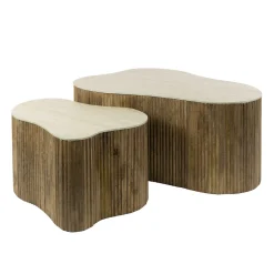 Salontafel Nuovo Shamrock Set van 2 Massief Mango Zand - Giga Meubel