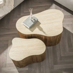Salontafel Nuovo Shamrock Set van 2 Massief Mango Zand - Giga Meubel