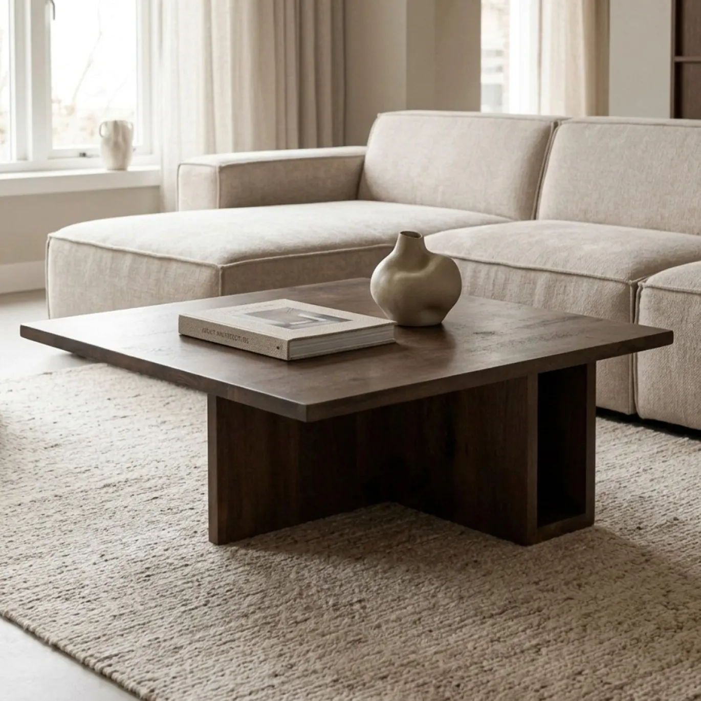 Salontafel Onni Walnoot Vierkant 85cm - Giga Meubel