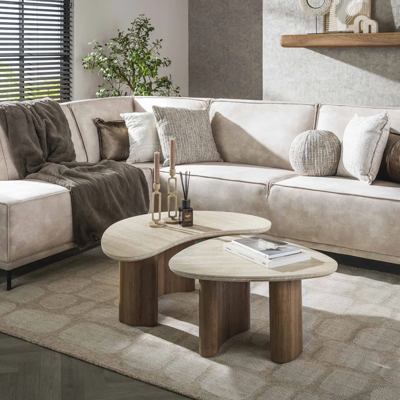 Salontafel Organic Travertin Set van 2 - Giga Meubel