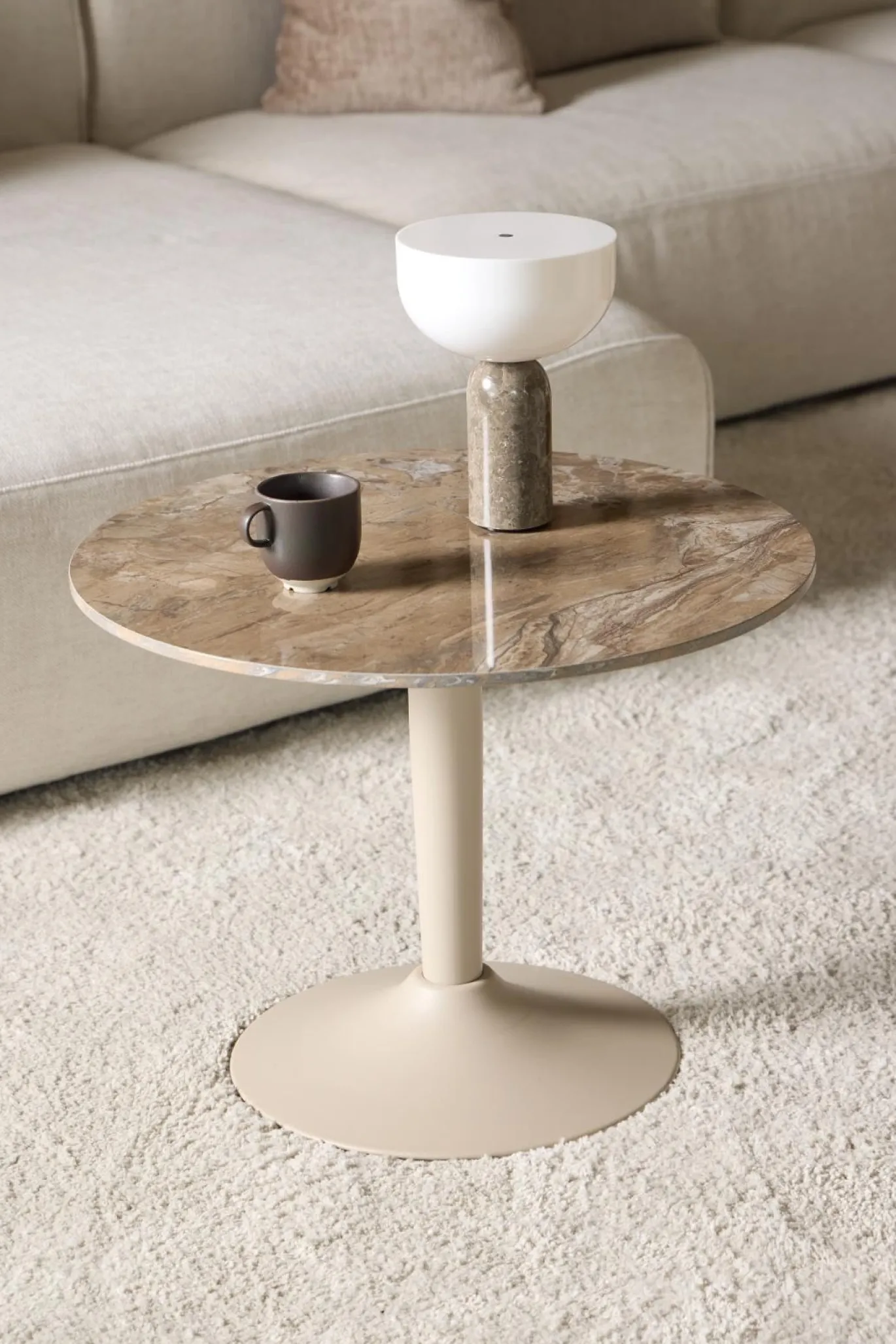 Salontafel Orin Keramiek Bruin Ø60cm - Giga Living
