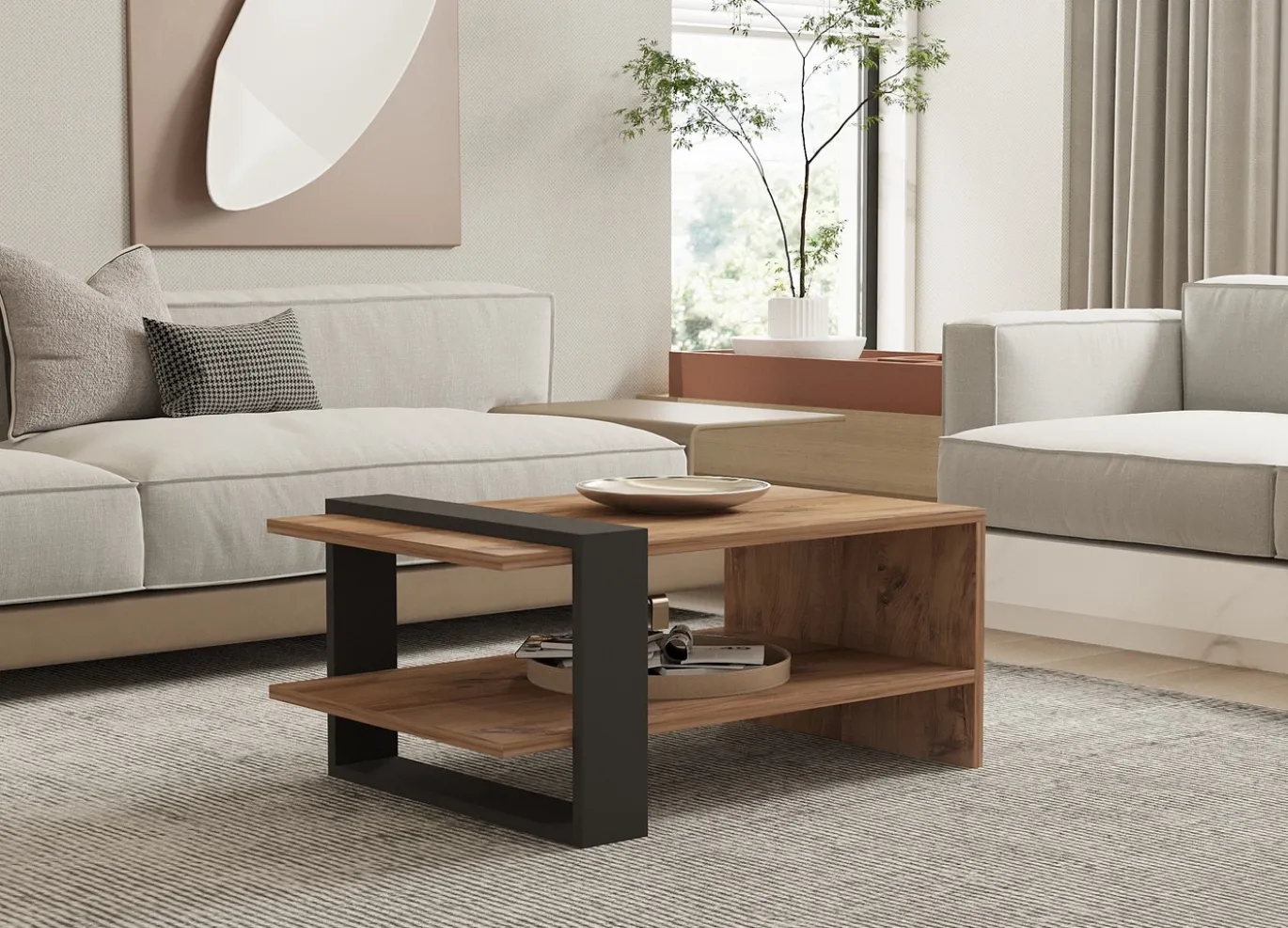 Salontafel Ova Bruin/Antraciet 80cm