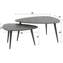Salontafel Pear Shaped Set van 2 Organisch Keramieklook - Giga Meubel