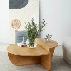 Salontafel Podium Hout Naturel Ø90cm
