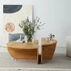 Salontafel Podium Hout Naturel Ø90cm