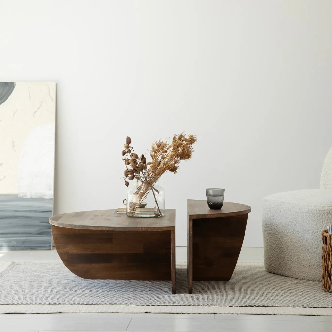 Salontafel Podium Hout Walnoot Ø90cm
