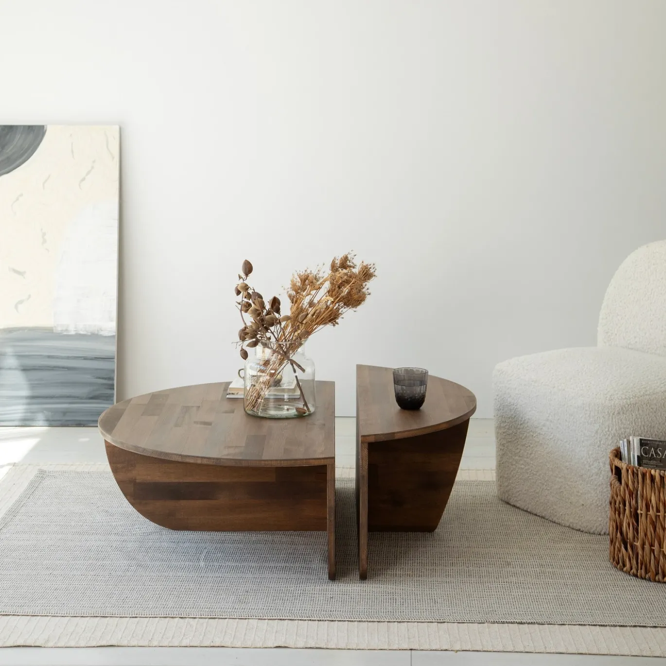 Salontafel Podium Hout Walnoot Ø90cm