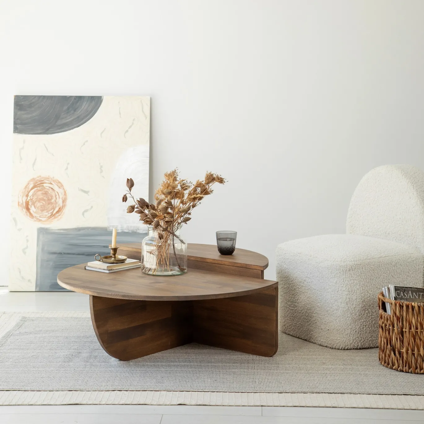 Salontafel Podium Hout Walnoot Ø90cm