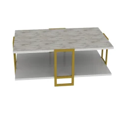 Salontafel Polka Wit Marmerlook/Goud