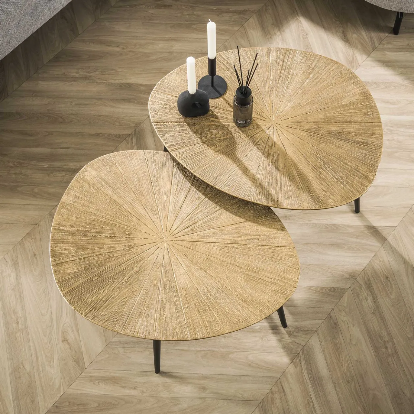 Salontafel Ray Metal Organisch Brons Set van 2 - Giga Meubel