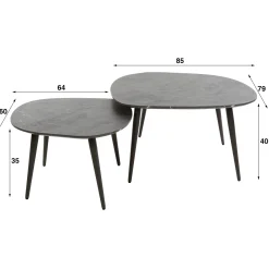Salontafel Rock Set van 2 Organisch Keramieklook - Giga Meubel