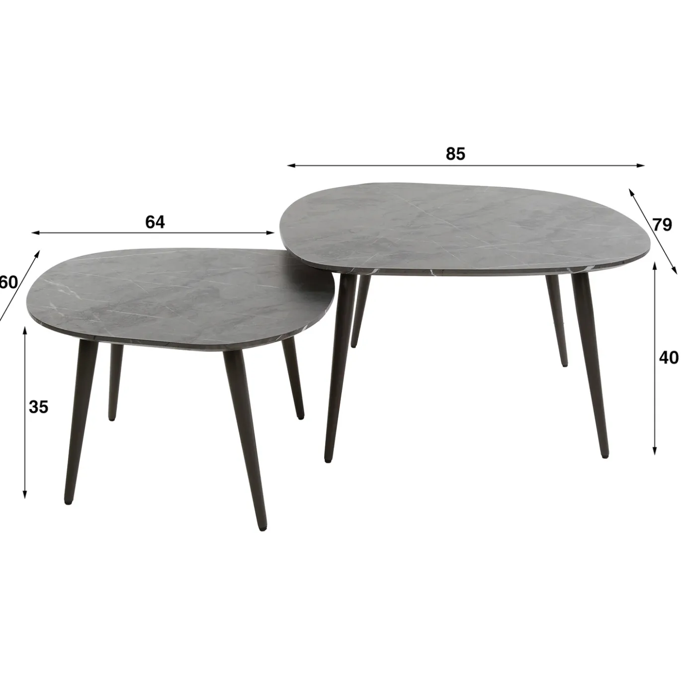 Salontafel Rock Set van 2 Organisch Keramieklook - Giga Meubel