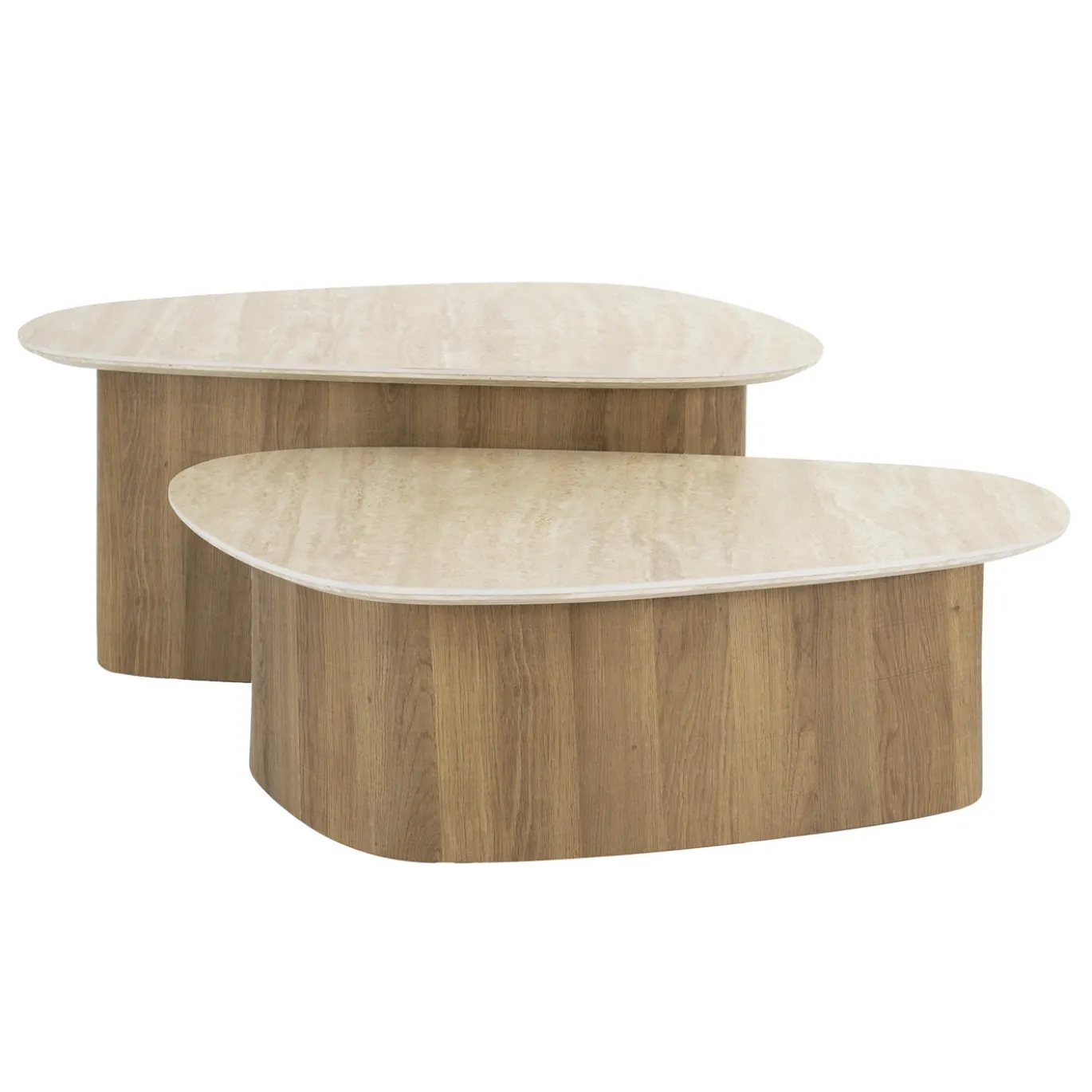 Salontafel Romano Driehoek Travertinlook Set van 2 - Giga Meubel