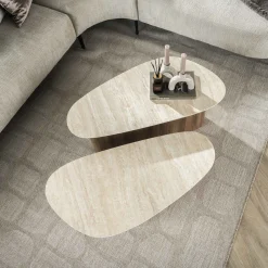 Salontafel Romano Driehoek Travertinlook Set van 2 - Giga Meubel