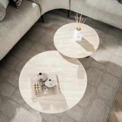 Salontafel Romano Rond Travertinlook Set van 2 - Giga Meubel