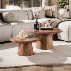 Salontafel Rona Massief Acacia Bruin Set Van 2 - Giga Meubel