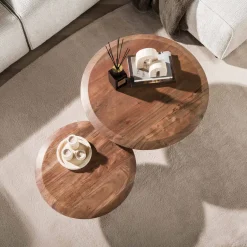 Salontafel Rona Massief Acacia Bruin Set Van 2 - Giga Meubel