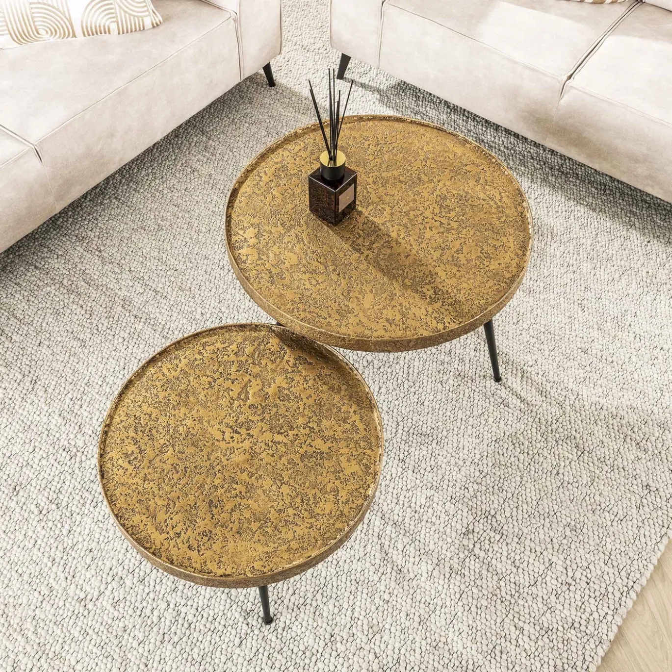 Salontafel Rond Metallic Set van 2 - Giga Meubel