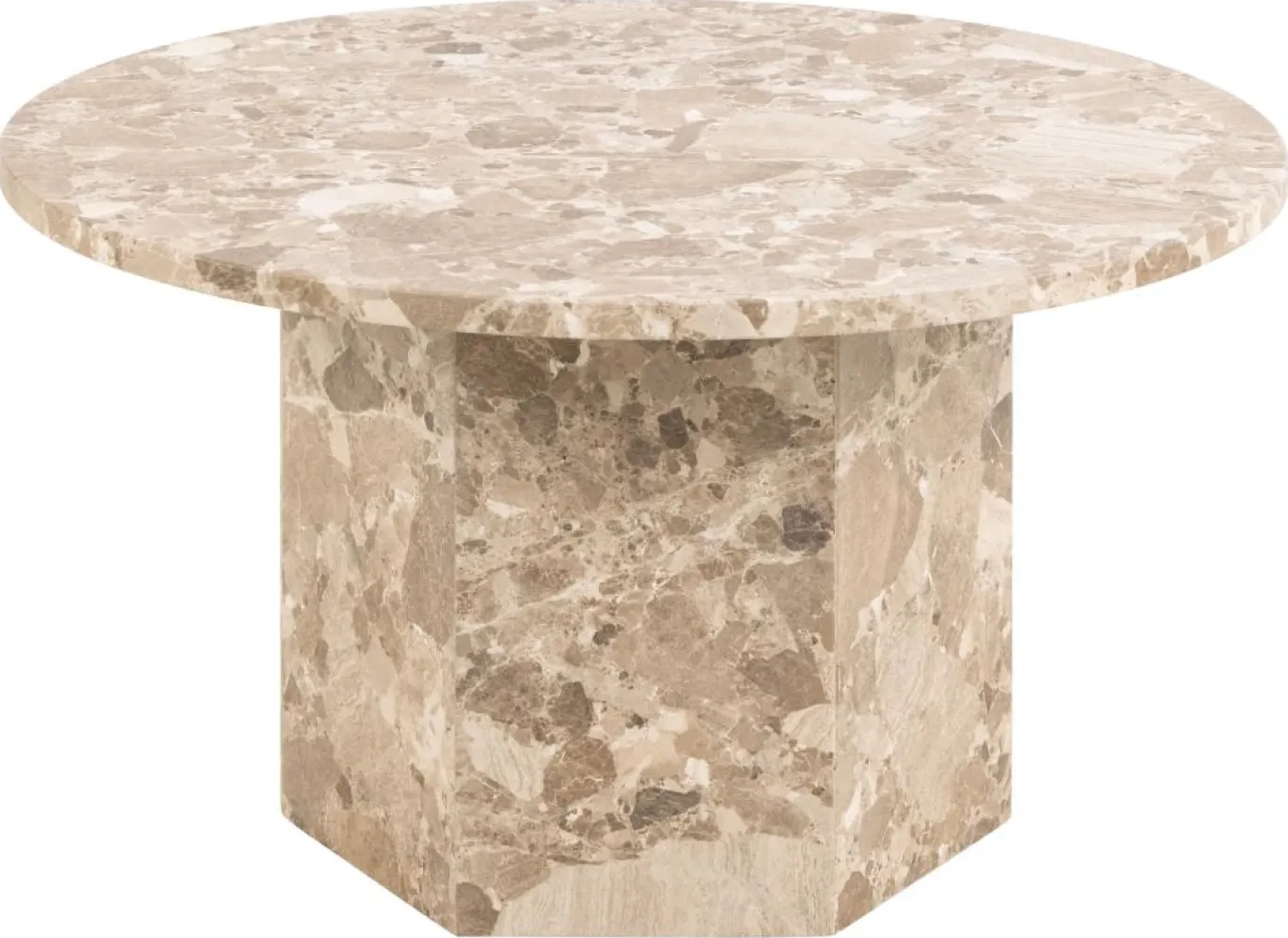 Salontafel Rovan Marmer Bruin Latte Ø80x42cm - Giga Living