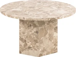 Salontafel Rovan Marmer Bruin Latte Ø80x42cm - Giga Living