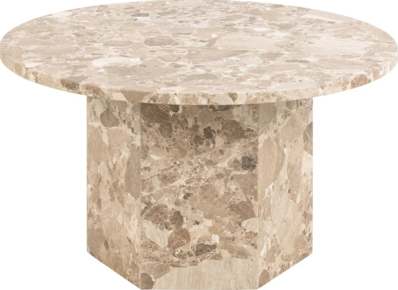 Salontafel Rovan Marmer Bruin Latte Ø80x42cm - Giga Living