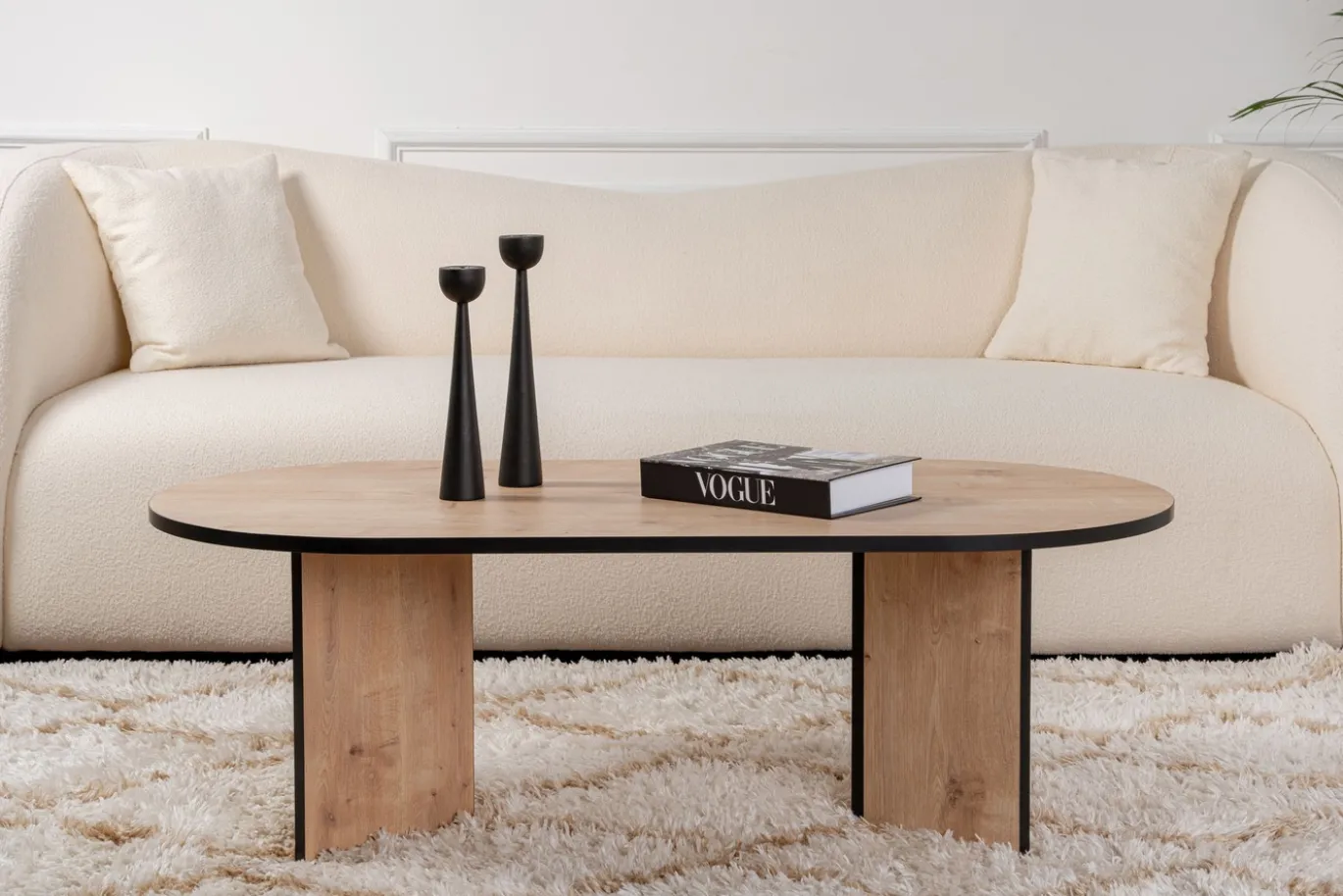 Salontafel Sable Ovaal Naturel/Zwart 120cm