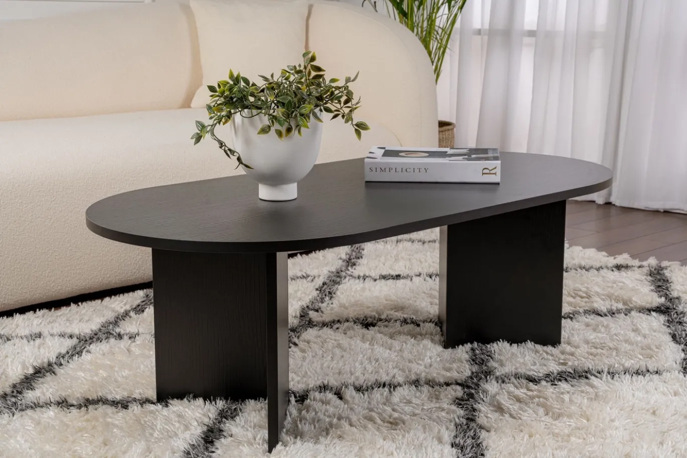 Salontafel Sable Ovaal Zwart 120cm