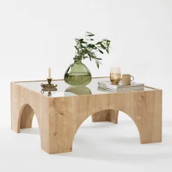 Salontafel Seine Glas/Naturel 80cm