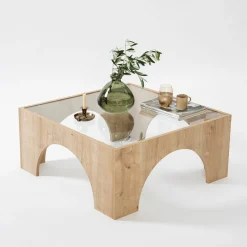 Salontafel Seine Glas/Naturel 80cm