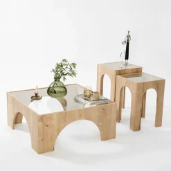 Salontafel Seine Glas/Naturel 80cm