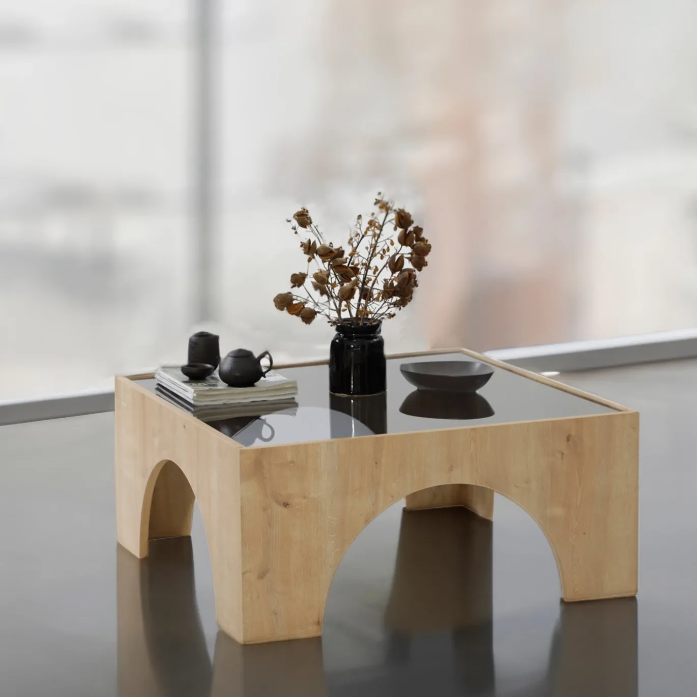 Salontafel Seine Glas Naturel 80x80cm