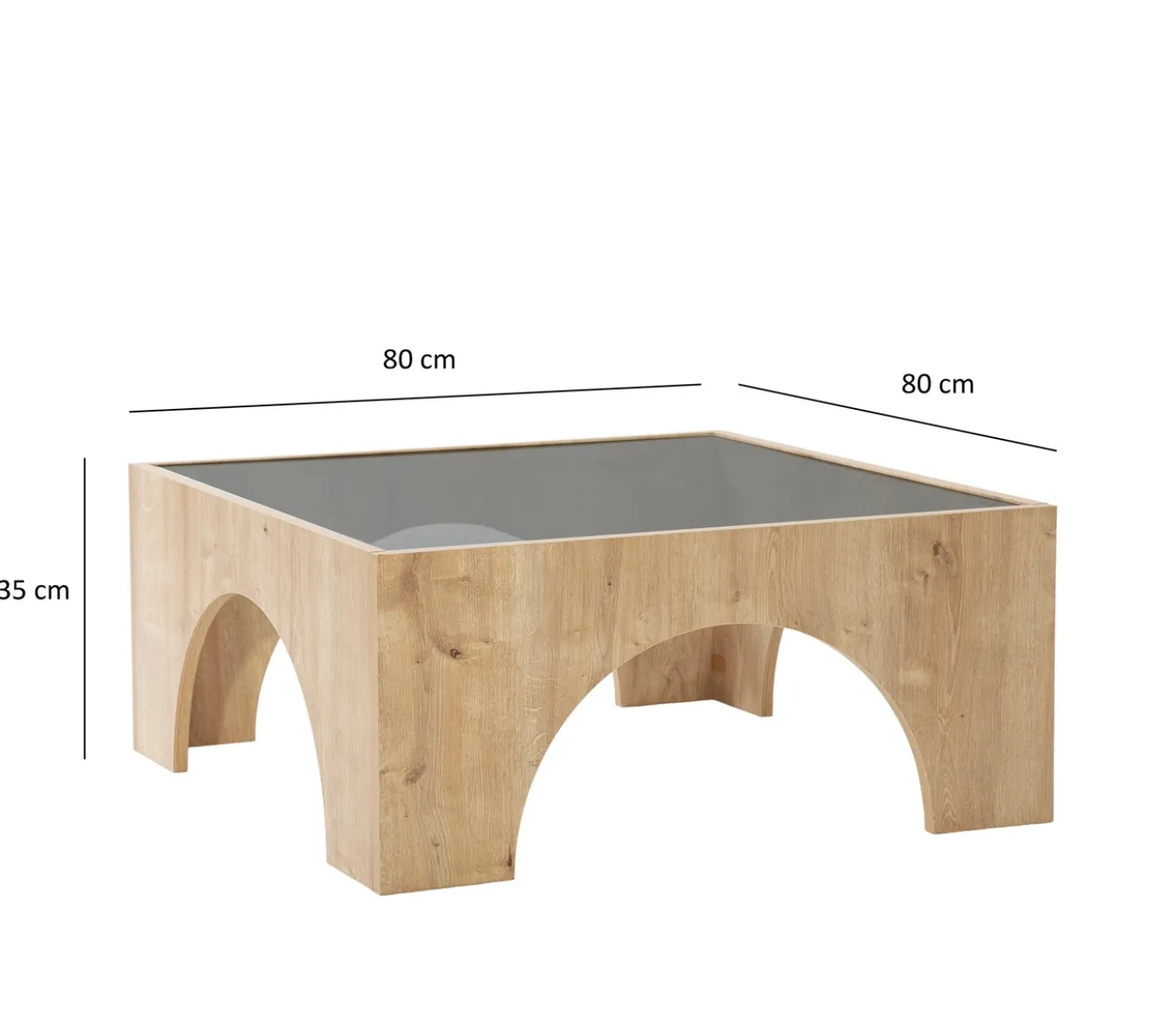 Salontafel Seine Glas Naturel 80x80cm