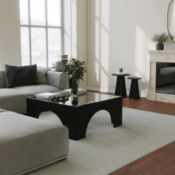 Salontafel Seine Glas/Zwart 80cm