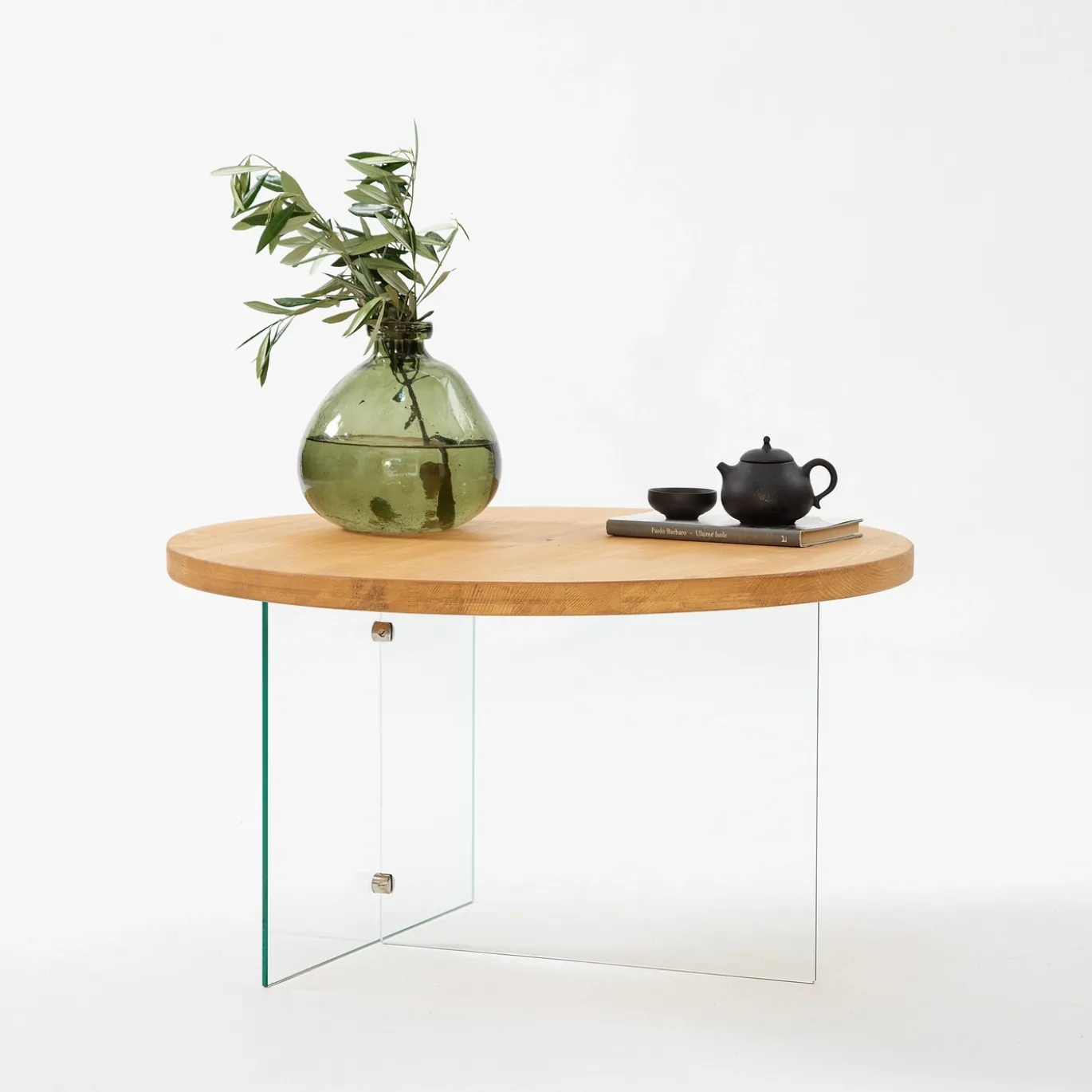 Salontafel Serenity Naturel/Glas Ø70cm