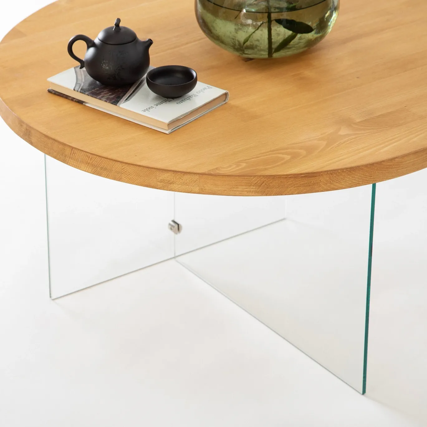 Salontafel Serenity Naturel/Glas Ø70cm