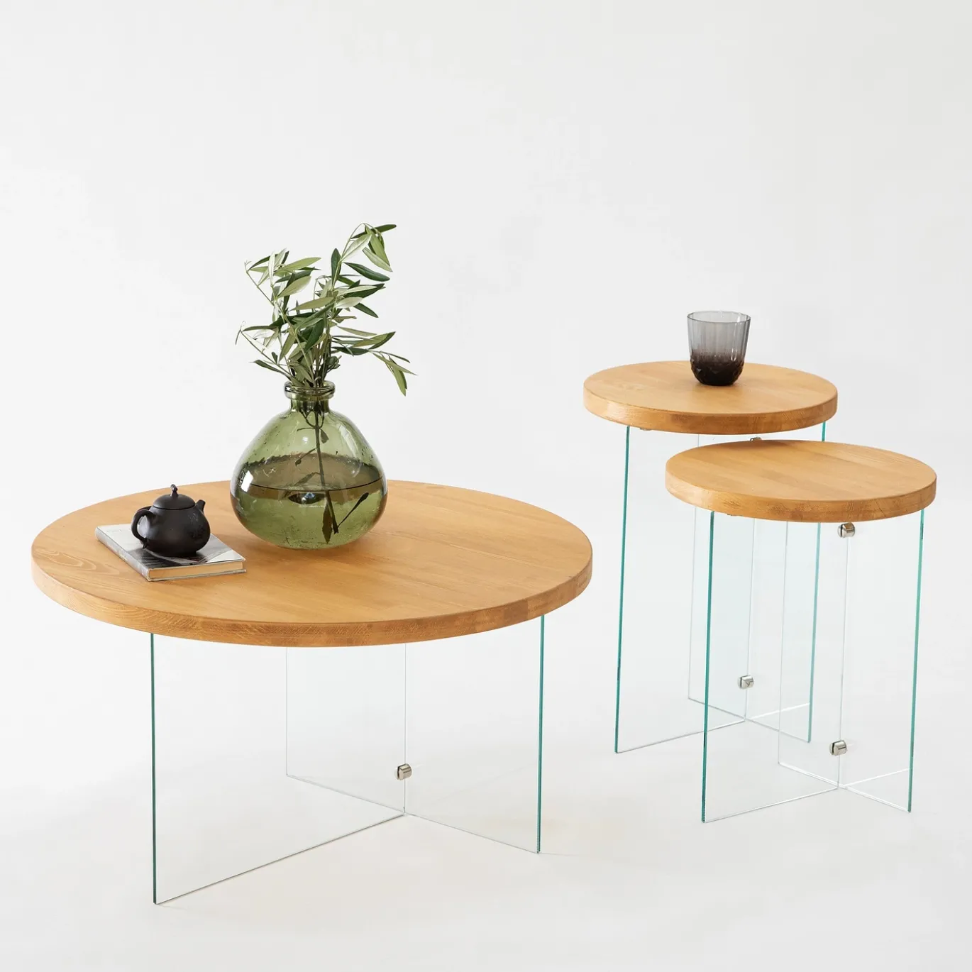 Salontafel Serenity Naturel/Glas Ø70cm