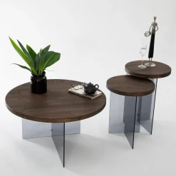 Salontafel Serenity Walnoot/Smoke Ø70cm