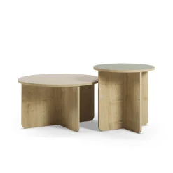 Salontafel Set Hillary Crème-eiken/groen-eiken - Giga Meubel