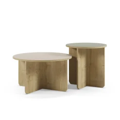 Salontafel Set Hillary Crème-eiken/groen-eiken - Giga Meubel