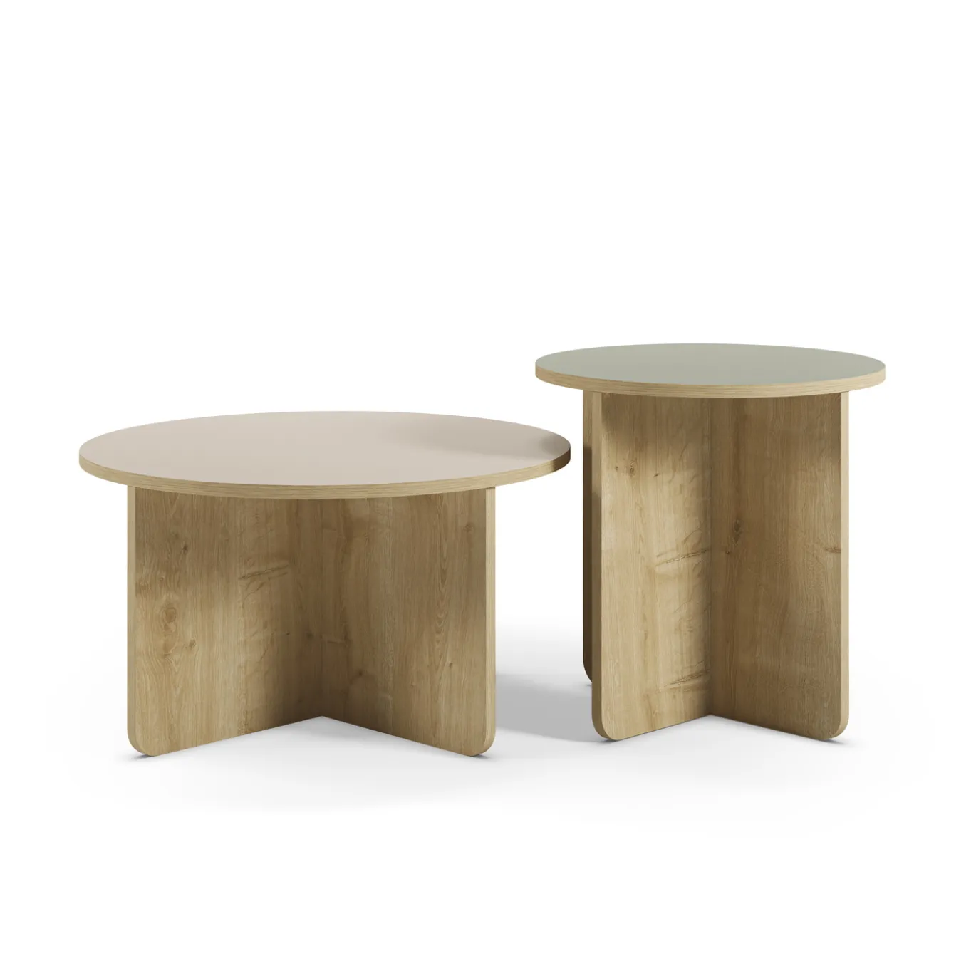 Salontafel Set Hillary Crème-eiken/groen-eiken - Giga Meubel