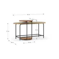 Salontafel Set Rosie Eiken/terracotta - Giga Meubel