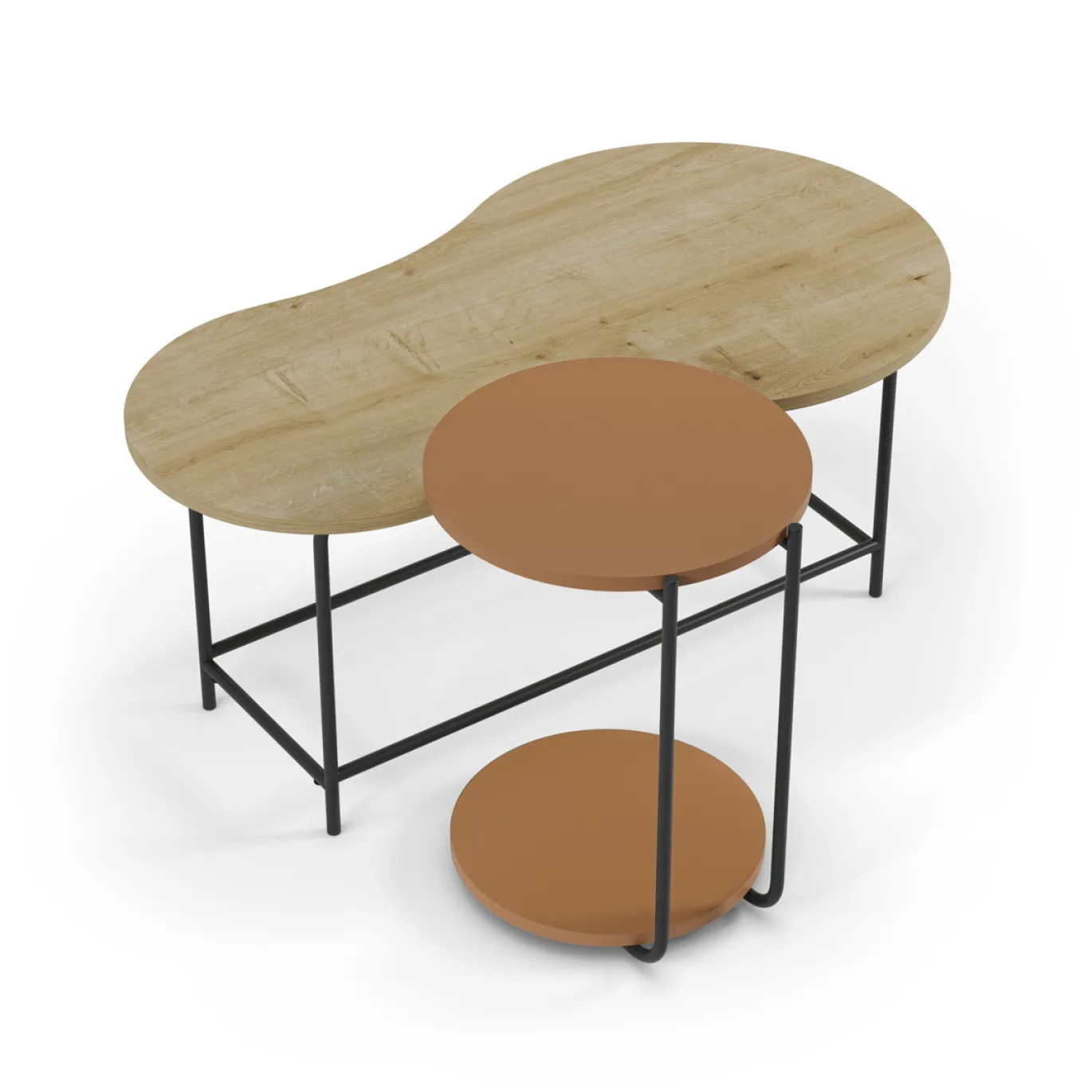 Salontafel Set Rosie Eiken/terracotta - Giga Meubel
