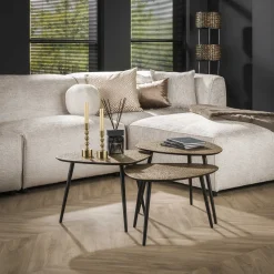 Salontafel Set van 3 Driehoekig Metallic Brons Antiek - Giga Meubel