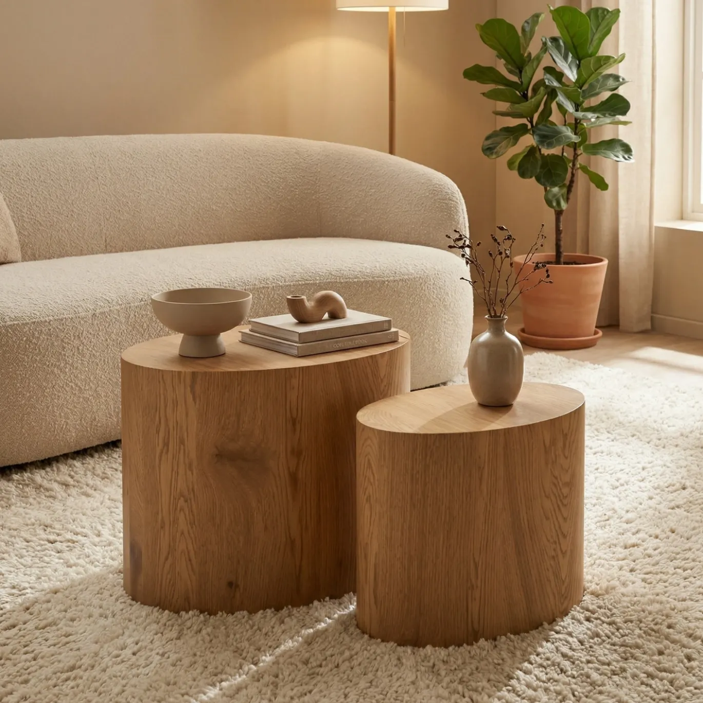 Salontafel Set van 2 Finn MDF Naturel - Giga Living