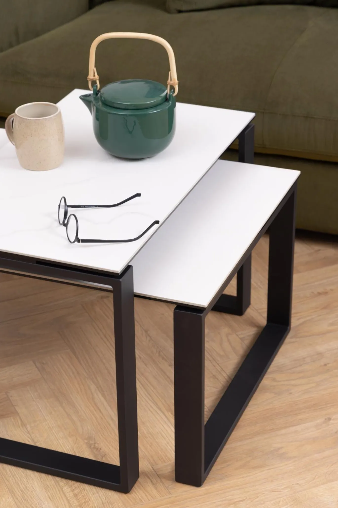 Salontafel Set van 2 Glentruan Wit Keramiek - Giga Living