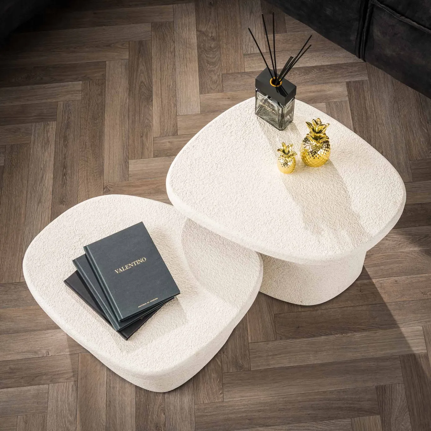 Salontafel Set van 2 Stone Organic Marmer Composiet - Giga Meubel