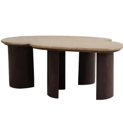Salontafel Suki Travertin Donkerbruin Set van 2 - Giga Meubel