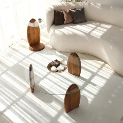 Salontafel Surf Glas/Bruin Ø90cm